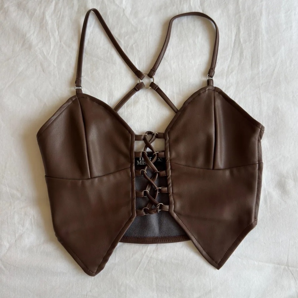 Tiger Mist Chocolate Leather Top